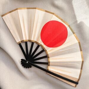 1980s Japanese Hinomaru Rising Sun Folding Hand Fan